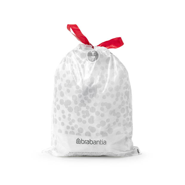 Brabantia PerfectFit afvalzak met trekbandsluiting code Y, 20 liter, 20 stuks/rol - White