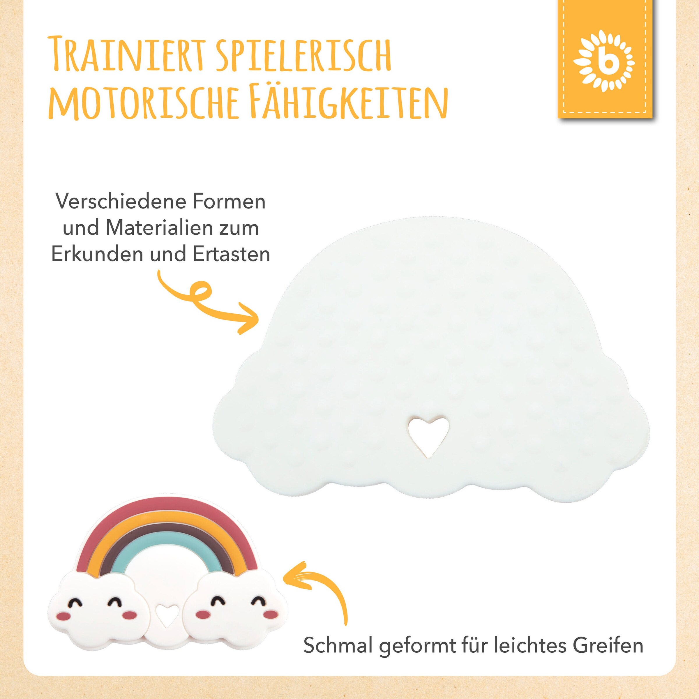 Bieco Beißring Silikon Regenbogen - ab Geburt Mehrfarbig