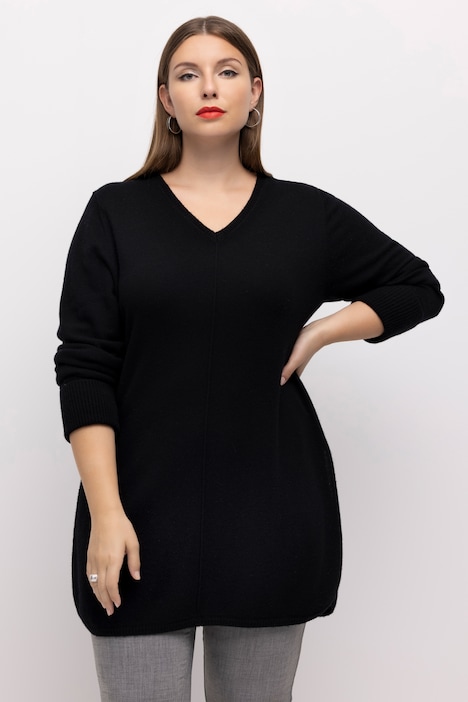 Pullover, edler Wollmix, Biese, V-Ausschnitt, Langarm