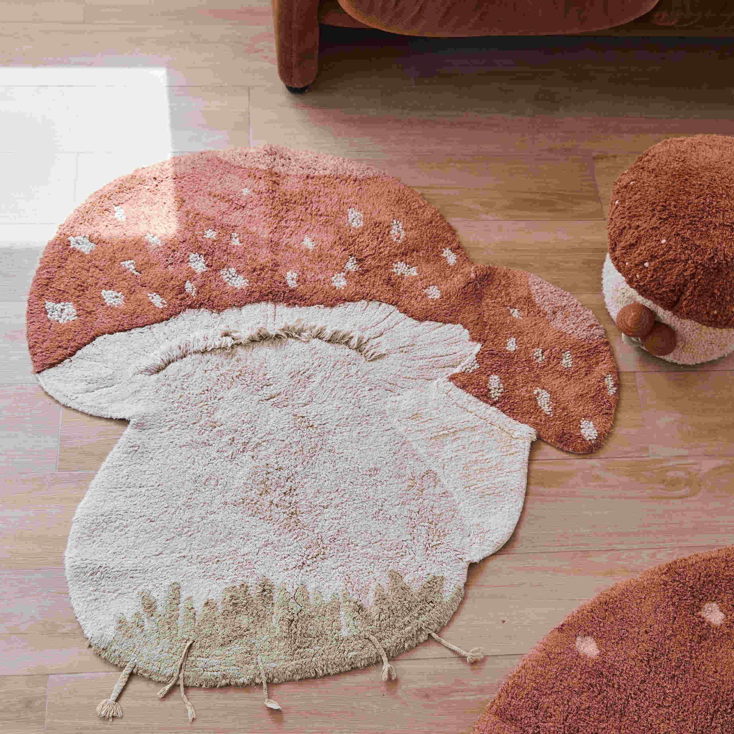 BOLETUS - Tapis lavable en coton | Beige