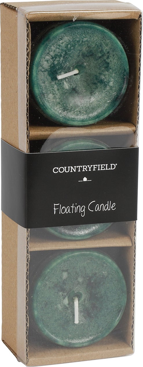Countryfield drijfkaars Bollie groen 5 uur D 5 H 4 cm 3 stuks