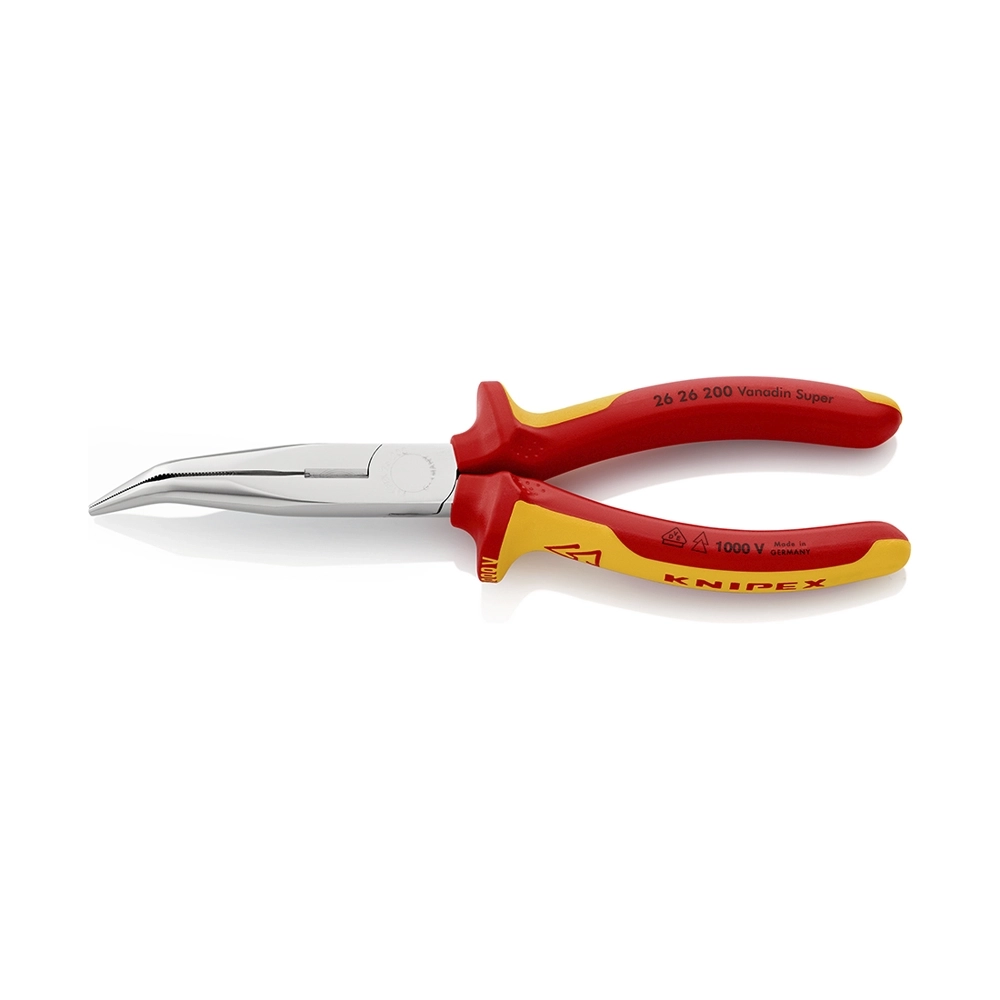 KNIPEX Flachrundzange mit Schneide VDE 200mm gebogen