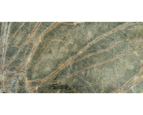 Echte steenmarmer SlateLite, flinterdun 1,5 mm, Regenwoudgroen, 61x122 cm