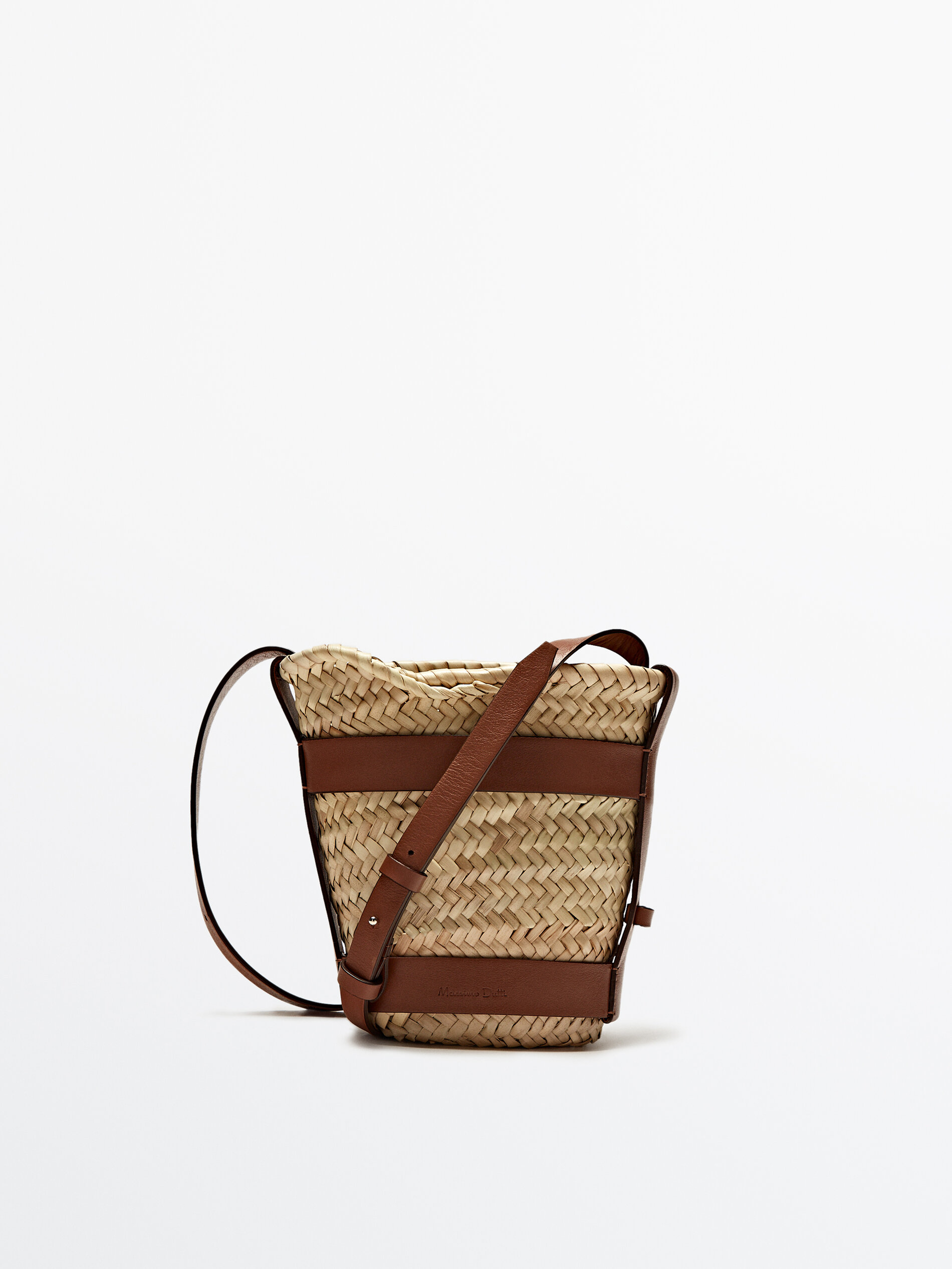 Mini bolsa de vime trançado + nécessaire removível - COURO