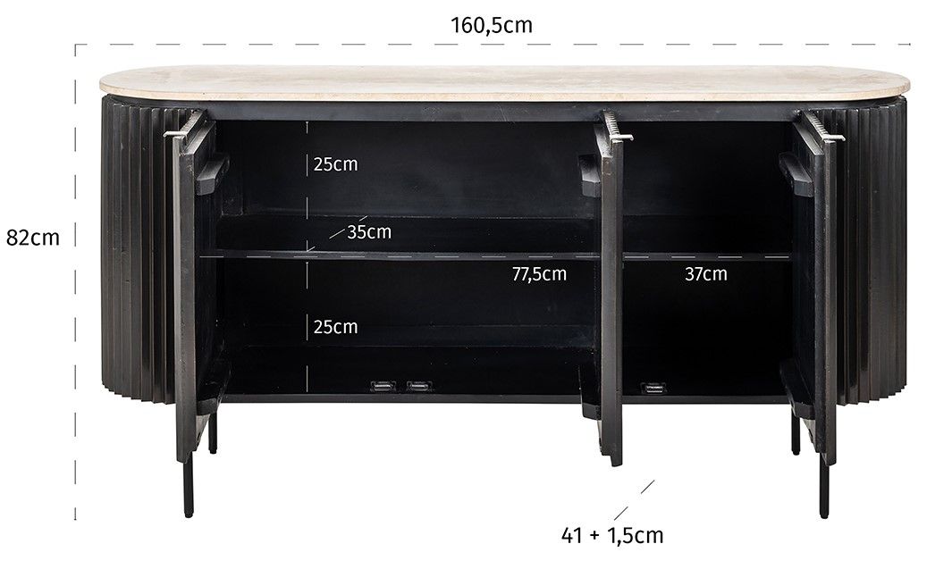 Dressoir 211601 Hampton B160.5 x D42.5 x H82 cm