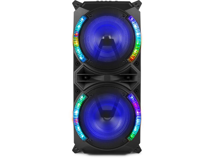 Fenton Lautsprecher LIVE280 Karaoke Maschine Schwarz Aktive, 2-Wege, lichtwechselnde Karaoke-Anlage mit 2 Mikrofone und Fernbedienung