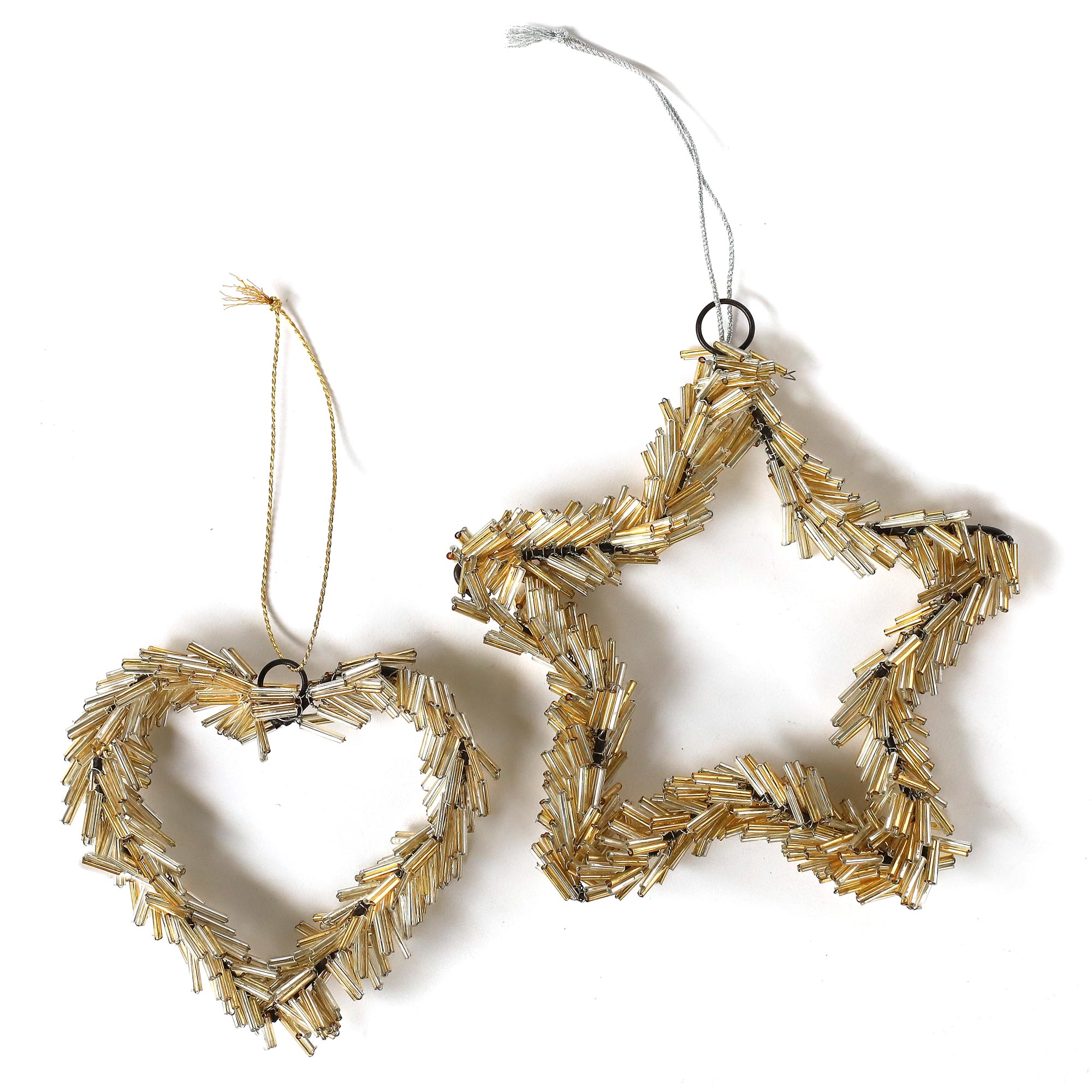 Glasornament 'Herz', gold-silber, Ø 11 cm von fischer's lagerhaus