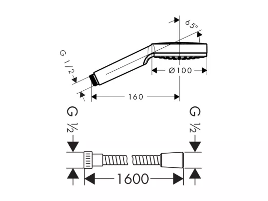 Pommeau de douche HANSGROHE Crometta + Flexible Metaflex 160 cm chromé