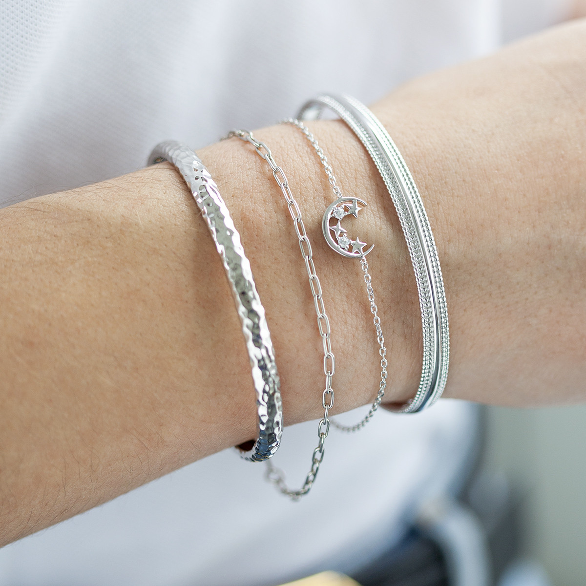 Bracelet argent 925 bord perlé