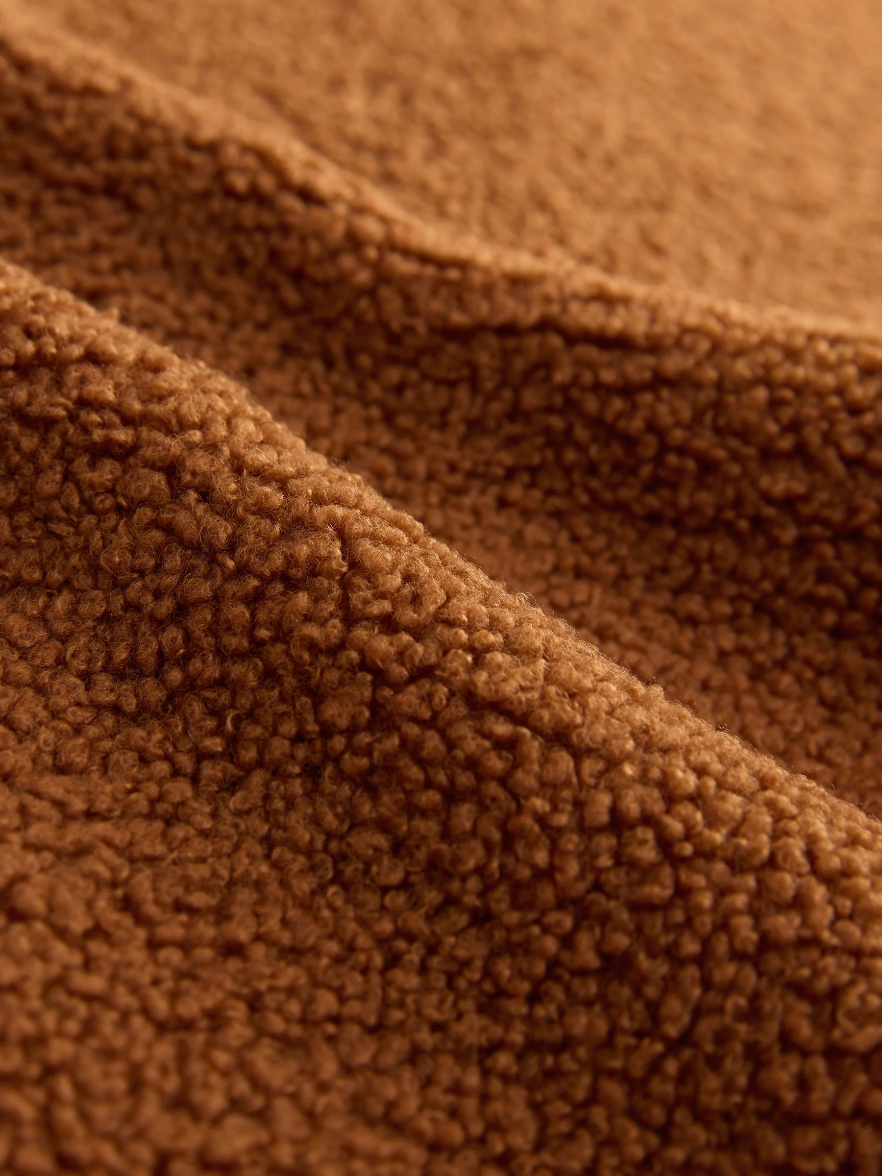 Roestbruin - Borg fleece met opstaande kraag en korte rits