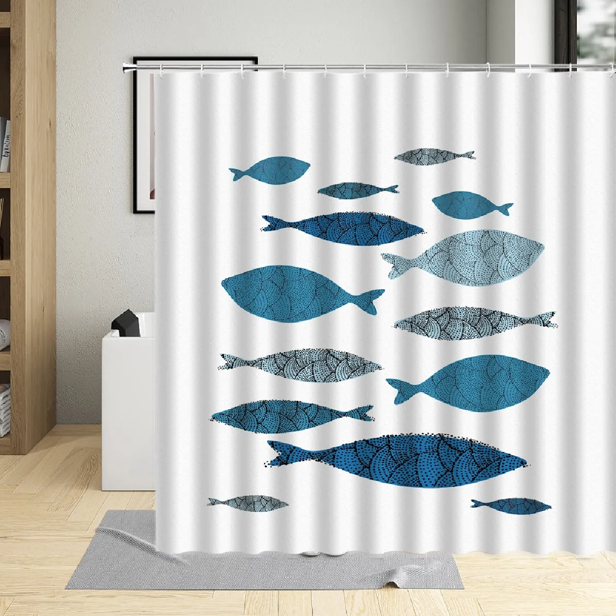 Universal Rideaux de douche Poissons Animés - 60x90 cm