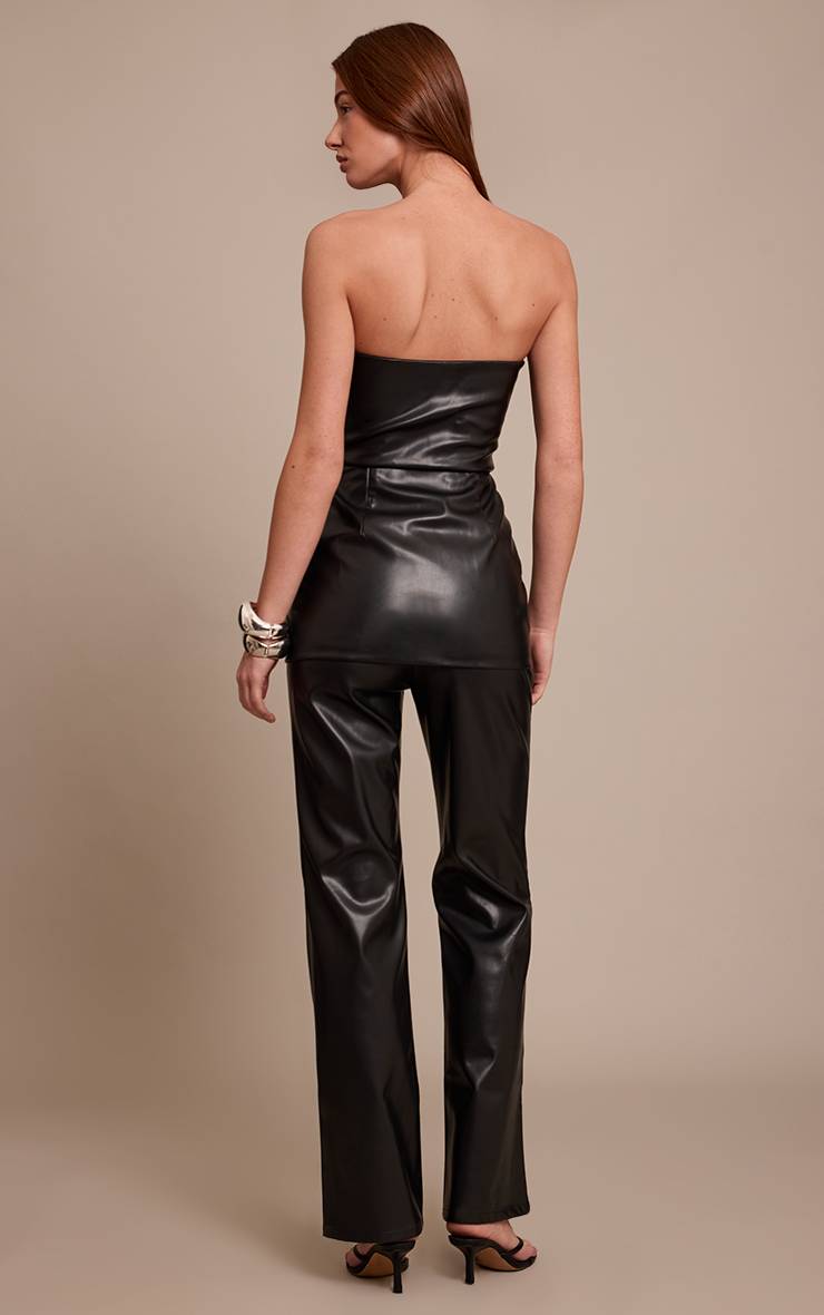 Noir Pantalon Ajusté En Synthétiquecuir Ensemble Coordonné