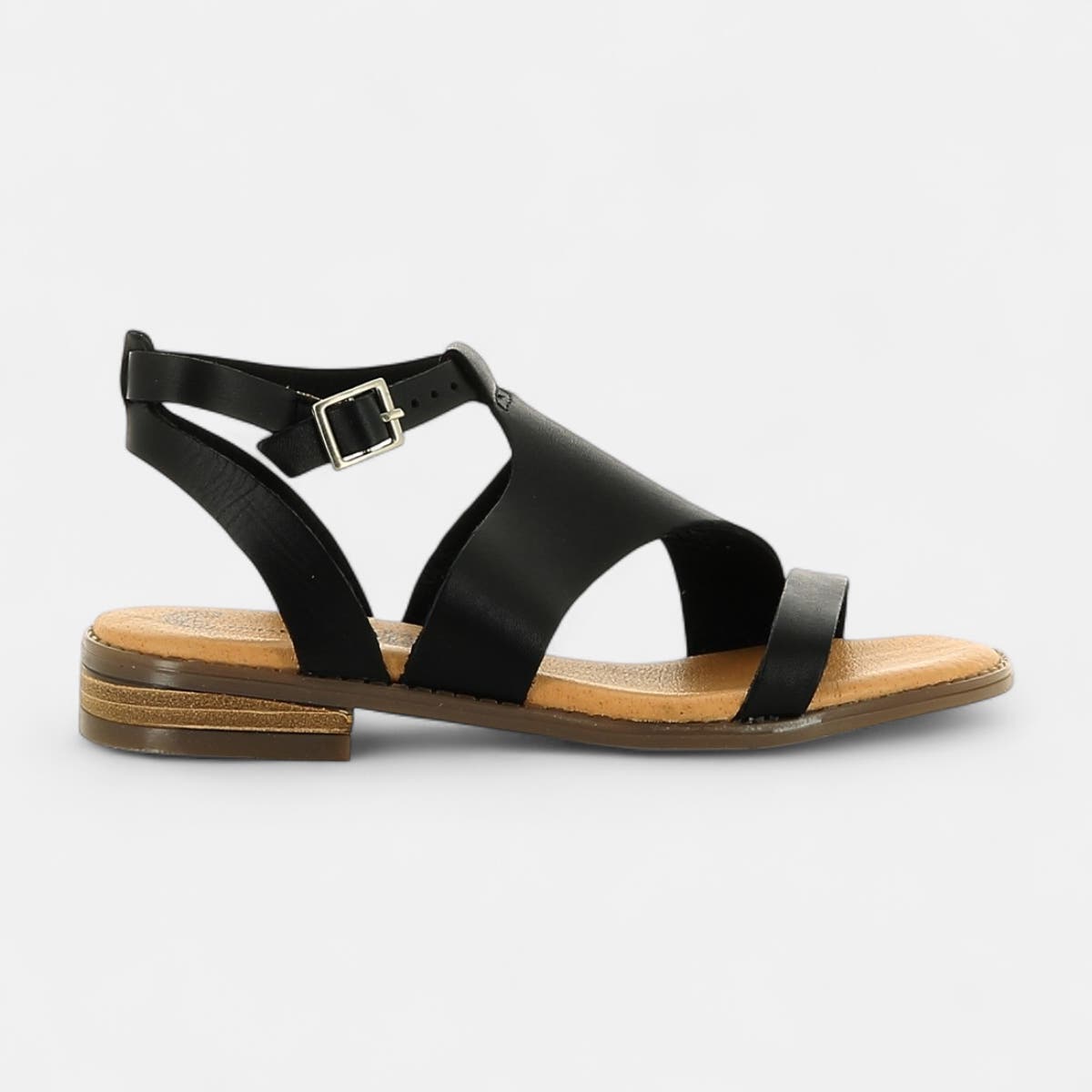 Sandales Femme en cuir noir