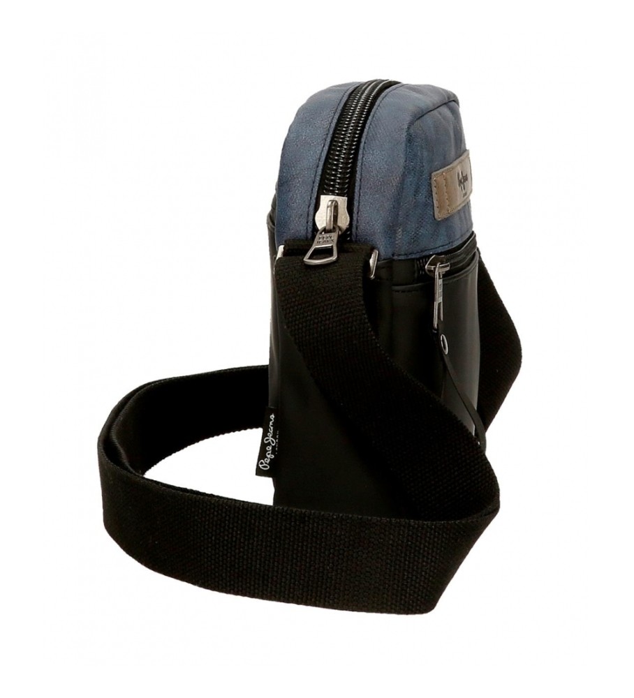 Bolsa de ombro pequena Pepe Jeans Ocean com bolso frontal, preta.
