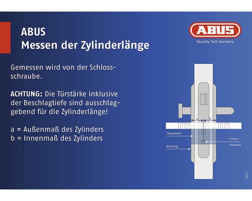 Profielcilinder E20NP Abus 10/30 mm gelijksluitend
