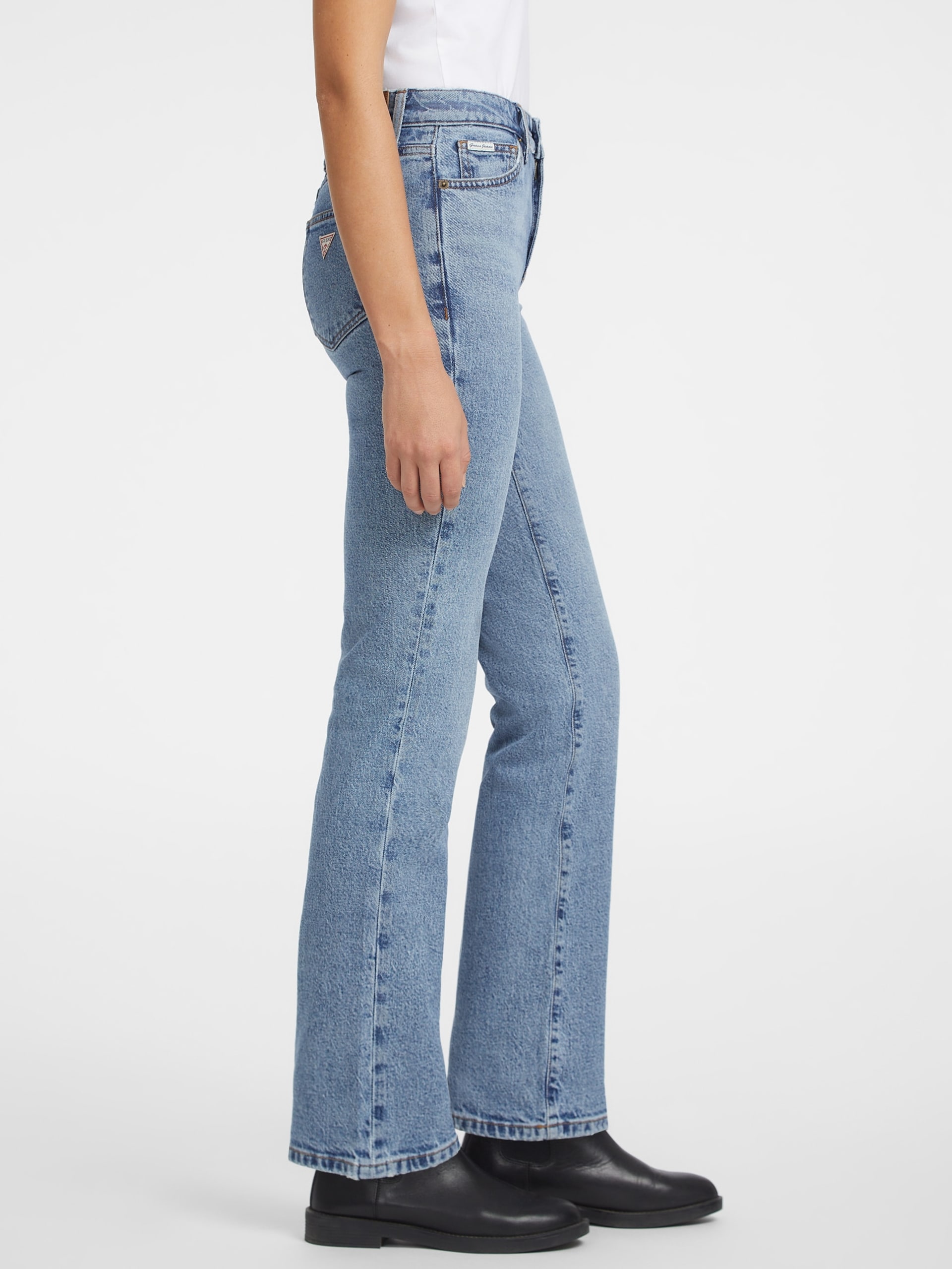 Calça jeans reta de cintura média G08