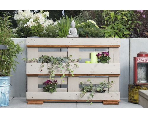 Pallet verhoogd bed, verticaal bed voor kruiden, 120 x 40 x 84 cm, crèmewit