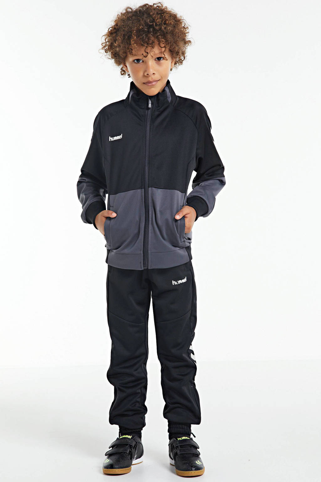 hummel Juniortrainingspak zwart/grijs