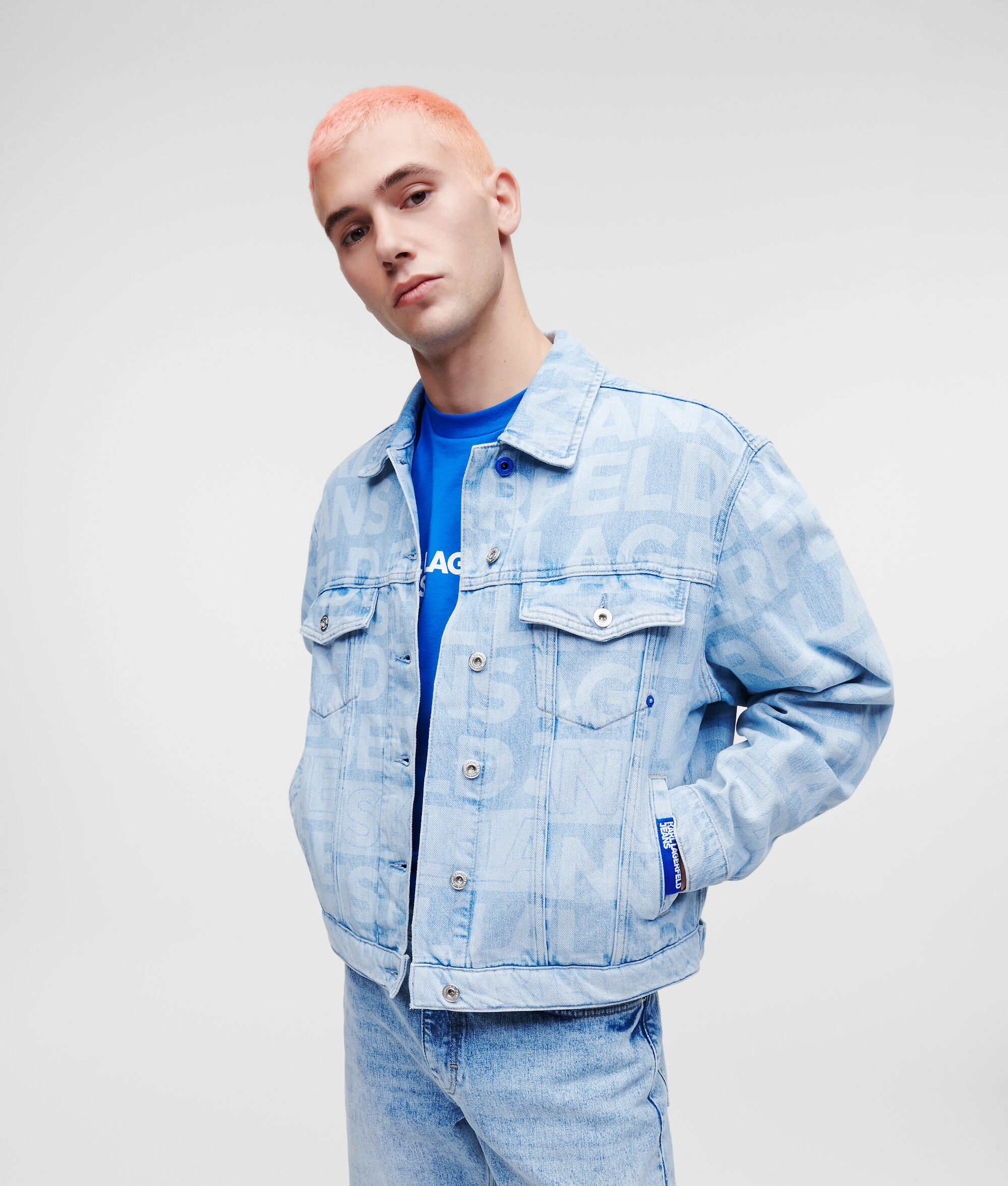 VESTE EN JEAN KLJ AVEC LOGO FAÇON ALL-OVER