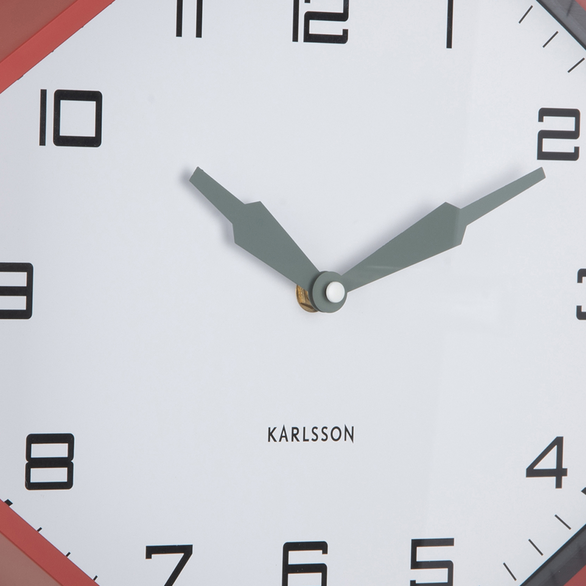 Wandklok Modern Factory Octagon Rode oker