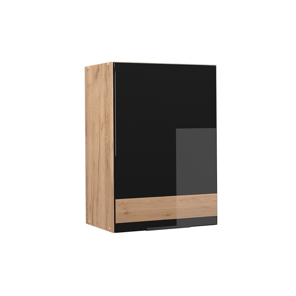 Vicco Hängeschrank Küchenschrank Küchenmöbel Fame-Line Eiche Schwarz 50 cm modern Hochglanz