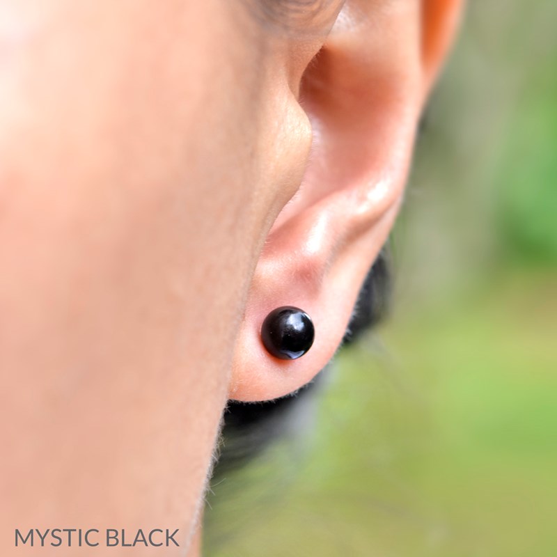 Boucles d'oreilles en argent 925 perle de cristal nacré noire