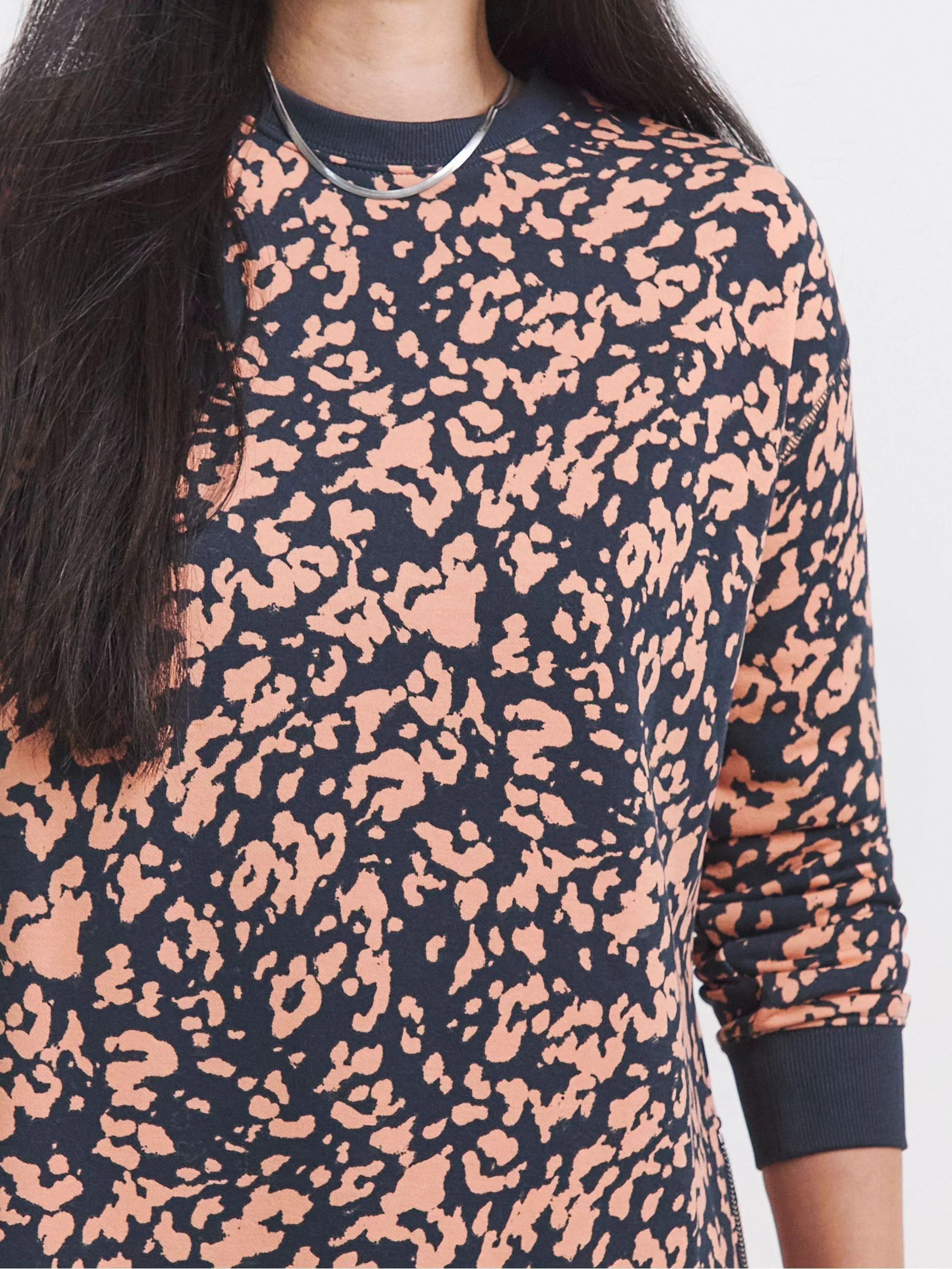 JD Williams Leopard Print Side Zip Longline Sweatshirt