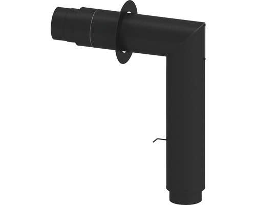Jeremias Iso-Line hoekbuisset met 15 mm isolatie, 780x630mm, Ø150, roestvrij staal, zwart gelakt