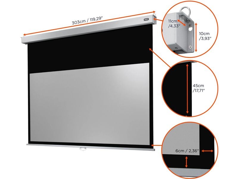 Celexon Rollo-Leinwand Pro Plus 280x175 cm 16:10 Für Tagungen, Konferenzen oder Heimkinoanwendungen