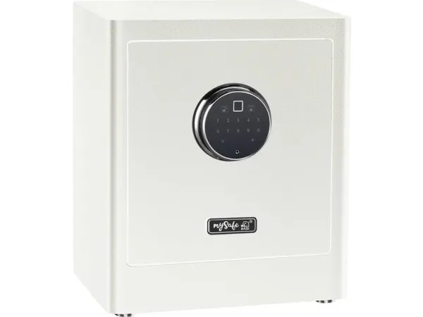 BASI mySafe Premium 350, Fritstående pengeskab, Hvid, Elektronisk, Kode, Fingeraftrykslæser, 1 hylder, Batteri, AA