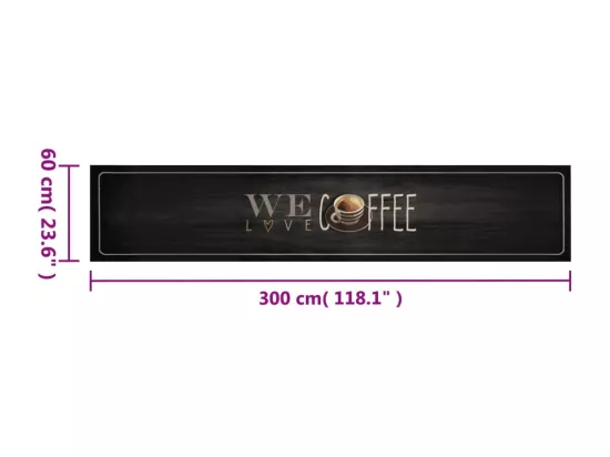 Tapis de cuisine lavable texte Coffee 60x300 cm velours