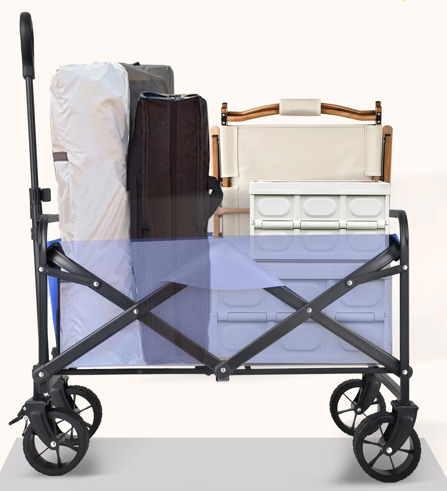 (100L) Faltbarer Leiterwagen Outdoor Bollerwagen Transporthilfe für Camping   Festivals - Rot