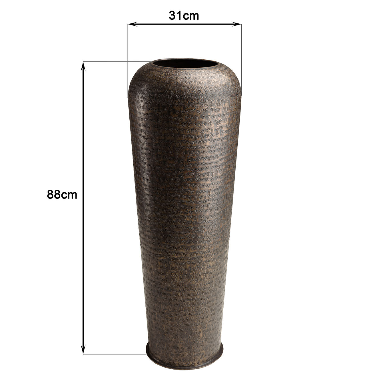 Macabane Vase avec gravures Honoré cuivre noir antique - D.31xH.88 cm