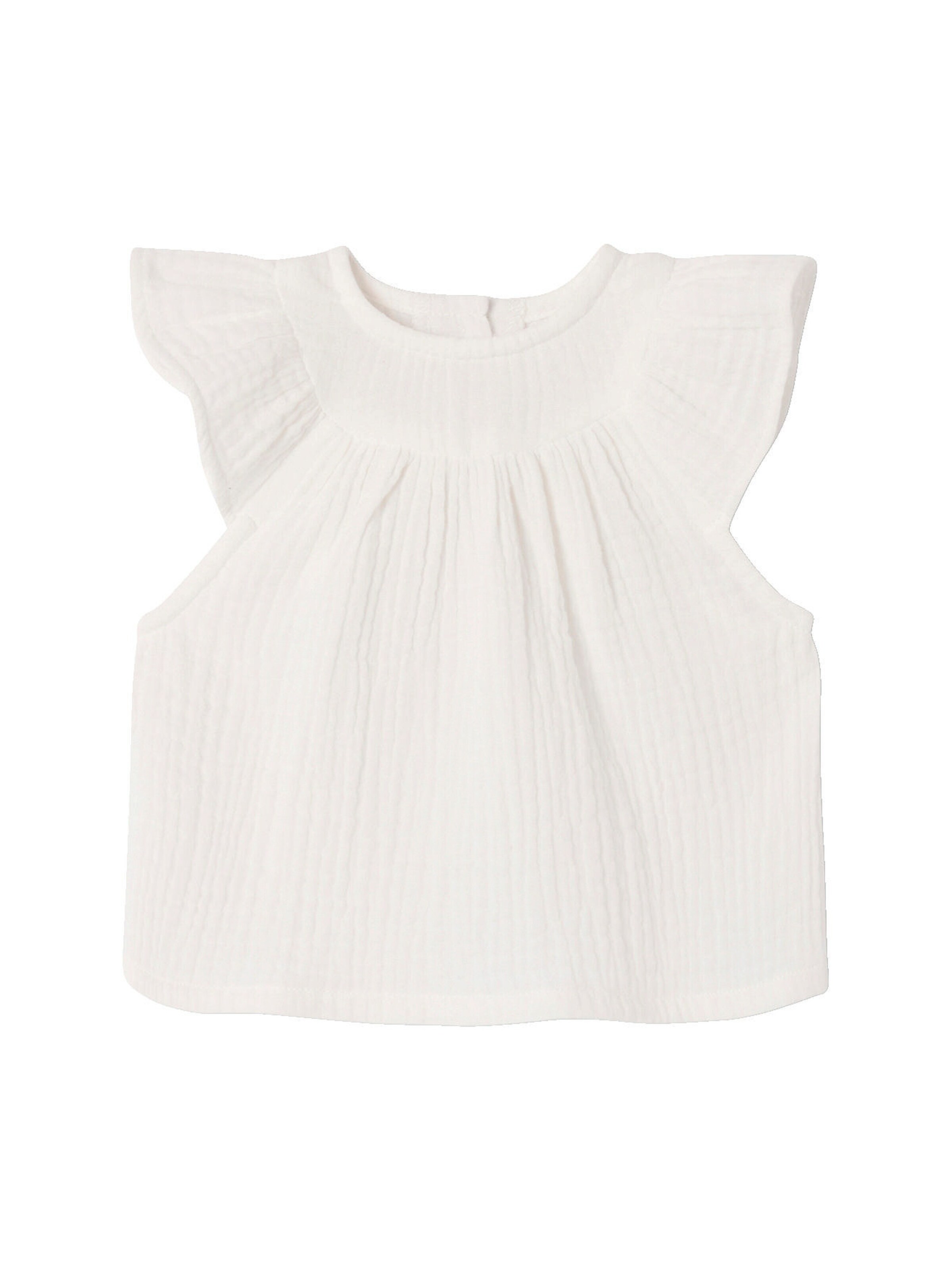 Vertbaudet Mädchen Baby Bluse mit kurzen Volantärmeln wollweiß