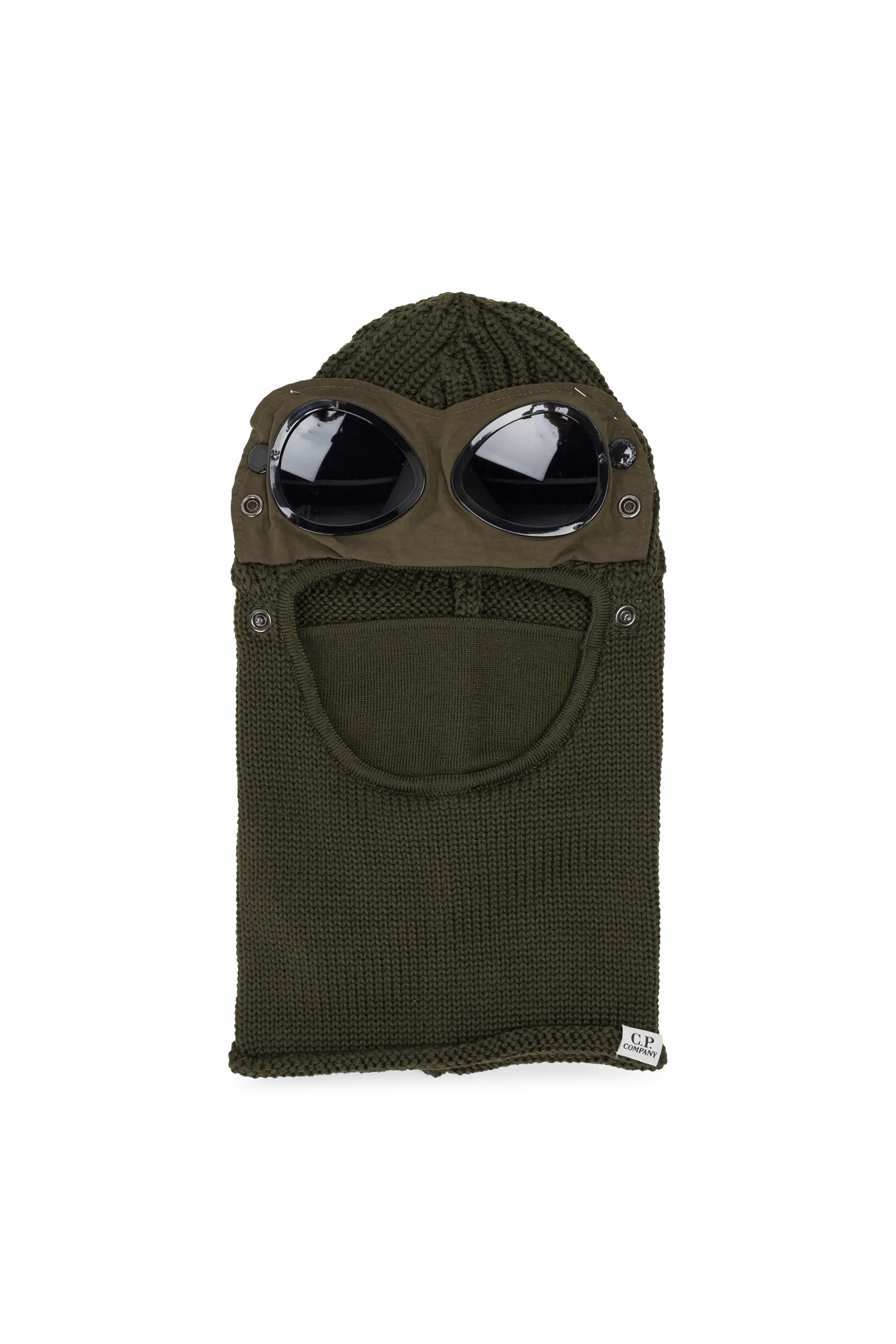 C.P. COMPANY Bonnet EXTRAFINE MERINO WOOL GOGGLE BALACLAVA Vert