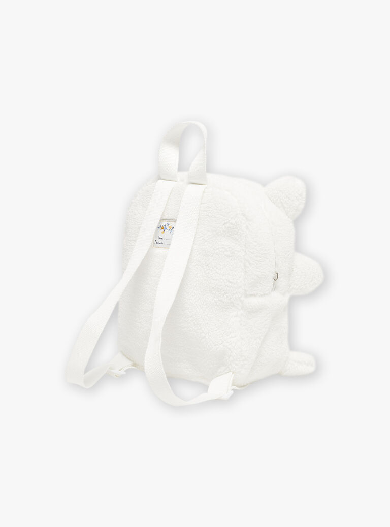 Sac écru en fourrure synthétique forme animal