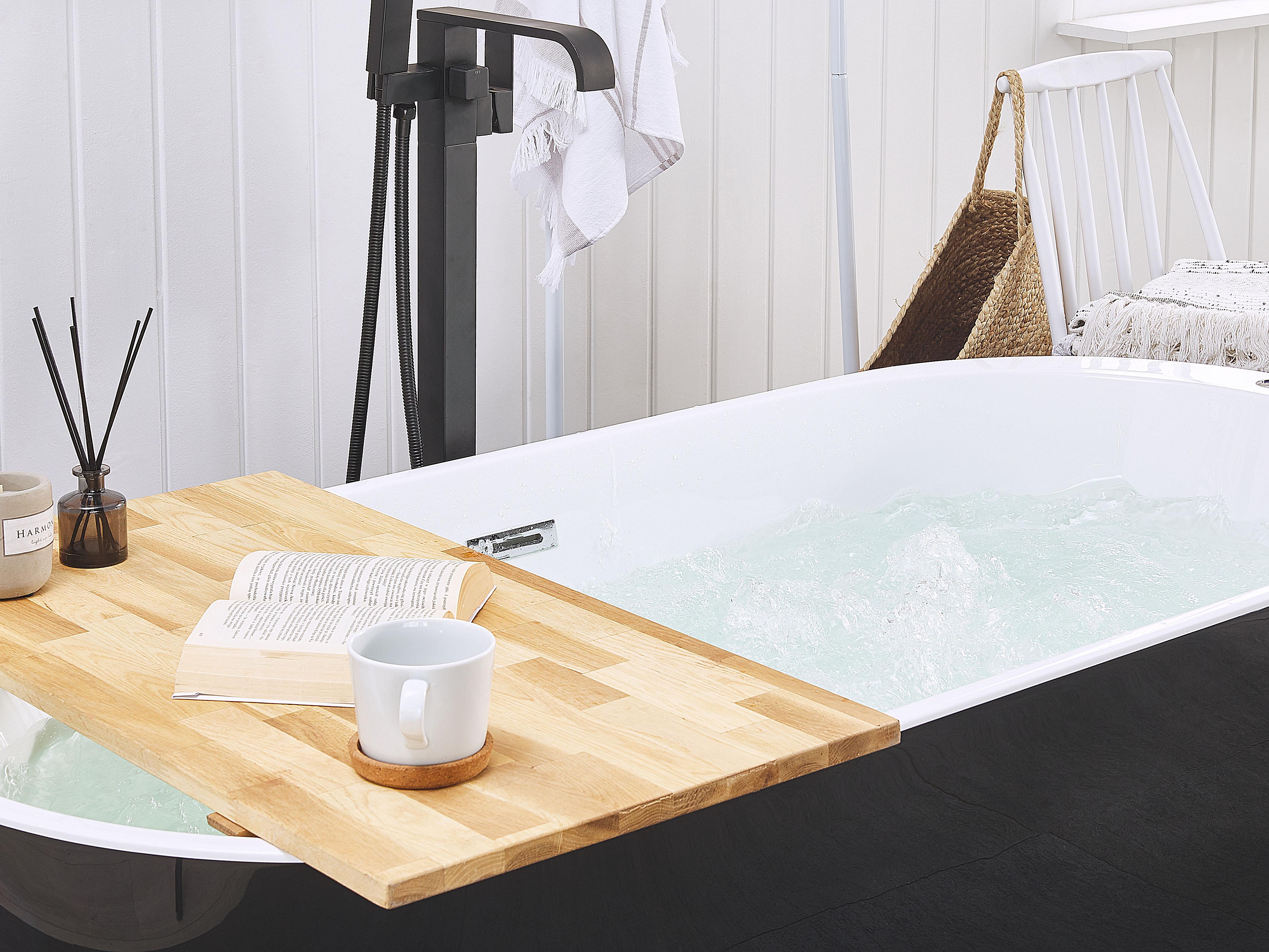 Vrijstaand bubbelbad met LED NEVIS 170 x 80 cm Zwart