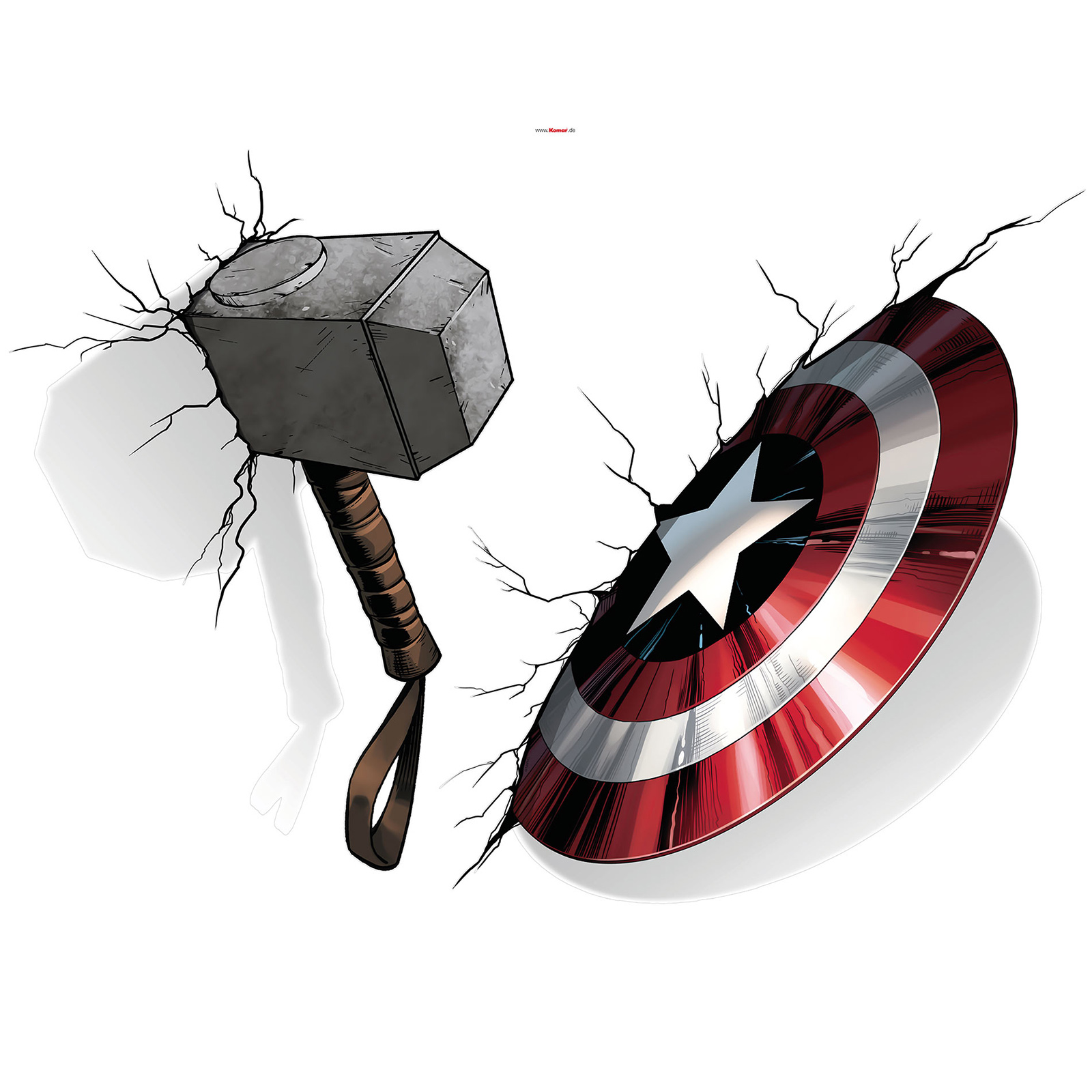 Wandtattoo AVENGERS HAMMER & SHIELD - bunt - 100x70 cm