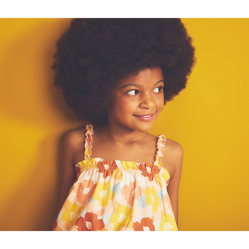 Ensemble 2 pièces imprimé fleurs retro pour fille - Rose