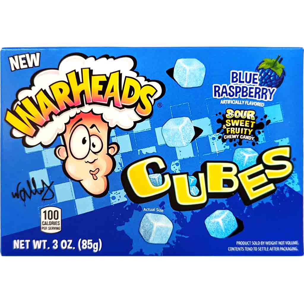 Warheads Sour Cubes Blue Raspberry Fruchtgummi Würfel 85g MHD:30.10.25