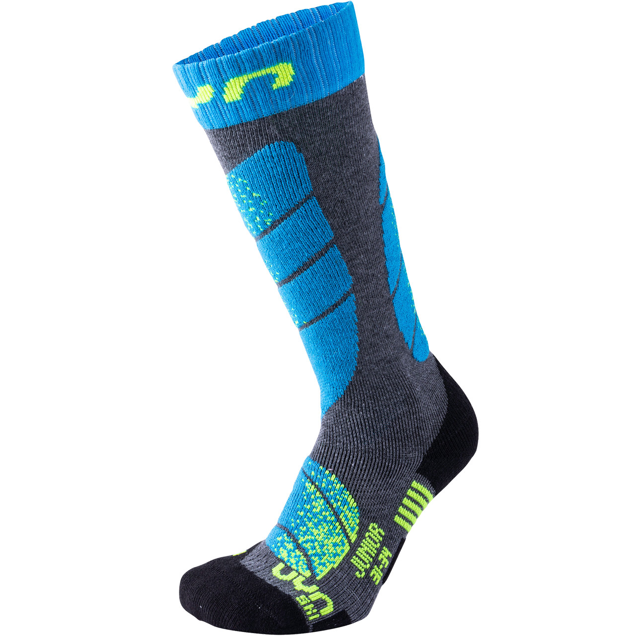UYN Junior Skisocken medium grey melange/turquoise | Skiunterwäsche & -socken | Skibekleidung | Kinder | XSPO-Fashion