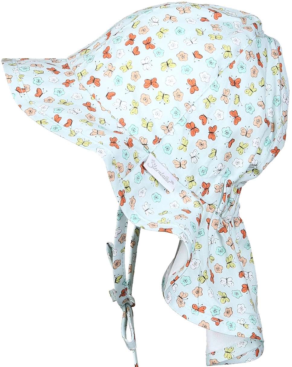 Sonnenhut SCHMETTERLINGE mit Nackenschutz in hellgrün