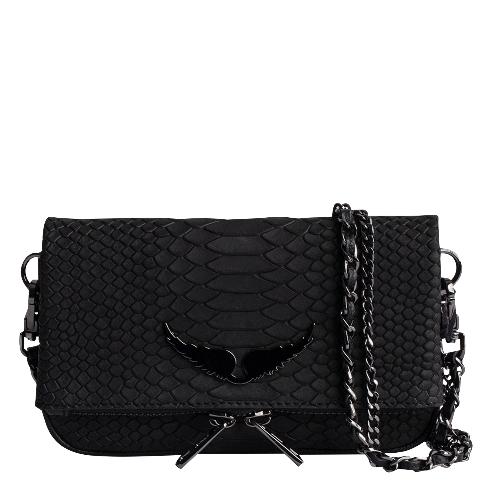 ROCK NANO - Sac pochette en cuir effet python | Noir