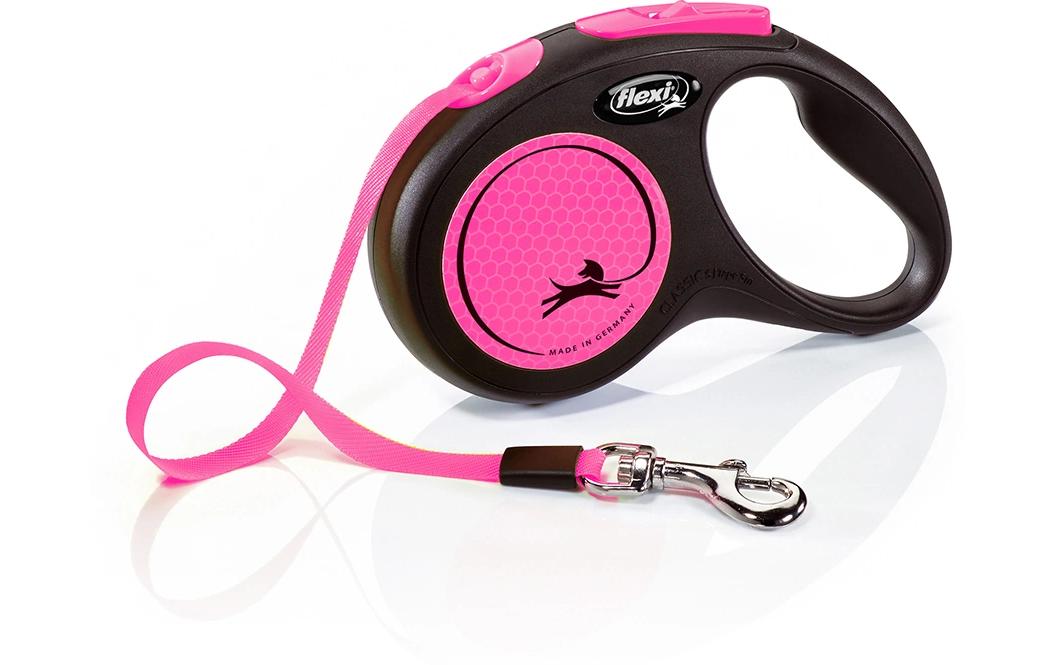 Hundeleine New Neon Pink S, 5 mRoll-Hundeleine mit reflektierenden Elementen