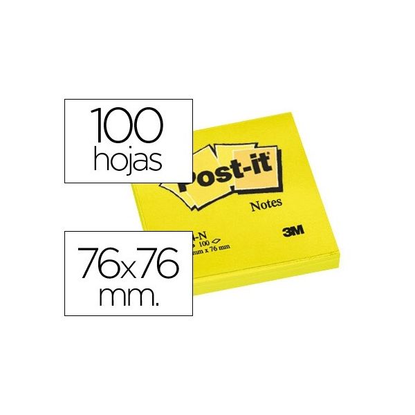 Post-it Bloco Adesivo 76x76MMS 100 Fls Amarelo Embalagem de 6 Un