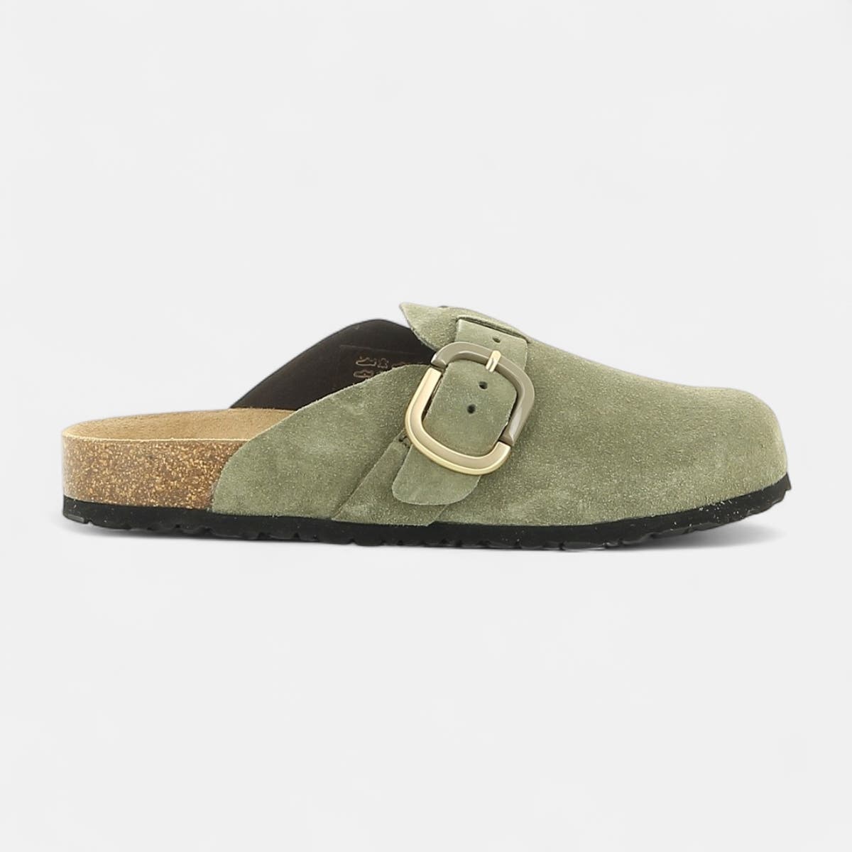 Mules Femme en cuir kaki