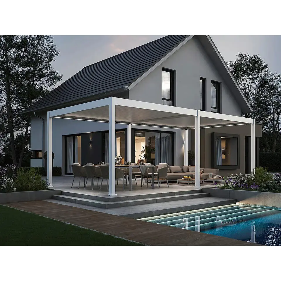 Orion Deluxe overkapping elektrisch met LED 360 x 720 cm wit