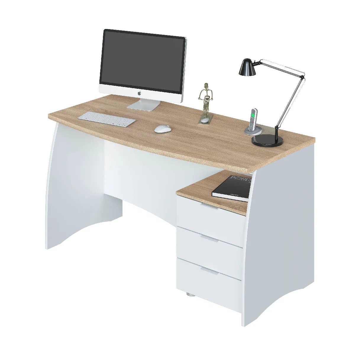 Alter Bureau Blanc et Chêne 136 cm