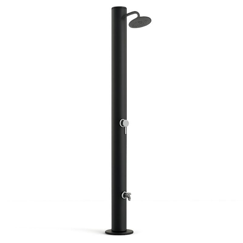 Solardusche Außendusche 220 cm Aluminium Schwarz