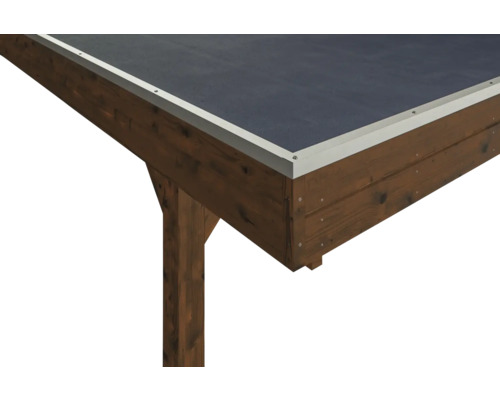 SKAN HOLZ Friesland enkele carport inclusief EPDM dakbedekking en H-paalankers, 314 x 555 cm, notenhout